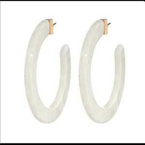 Kate Spade White Slice of Stone Hoops NWT